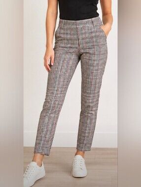 SOHO Apparel Plaid Pull-On Straight Leg Pants Size Medium